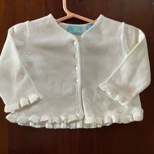 Moonbeams brand girls’ size 18 mos cream-colored cardigan w/ruffles